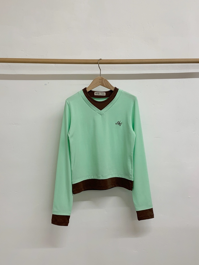 MORE THAN-P韓國代購女裝新款休閑推薦真品長袖T恤假兩件MORE THAN長袖T恤圖色2