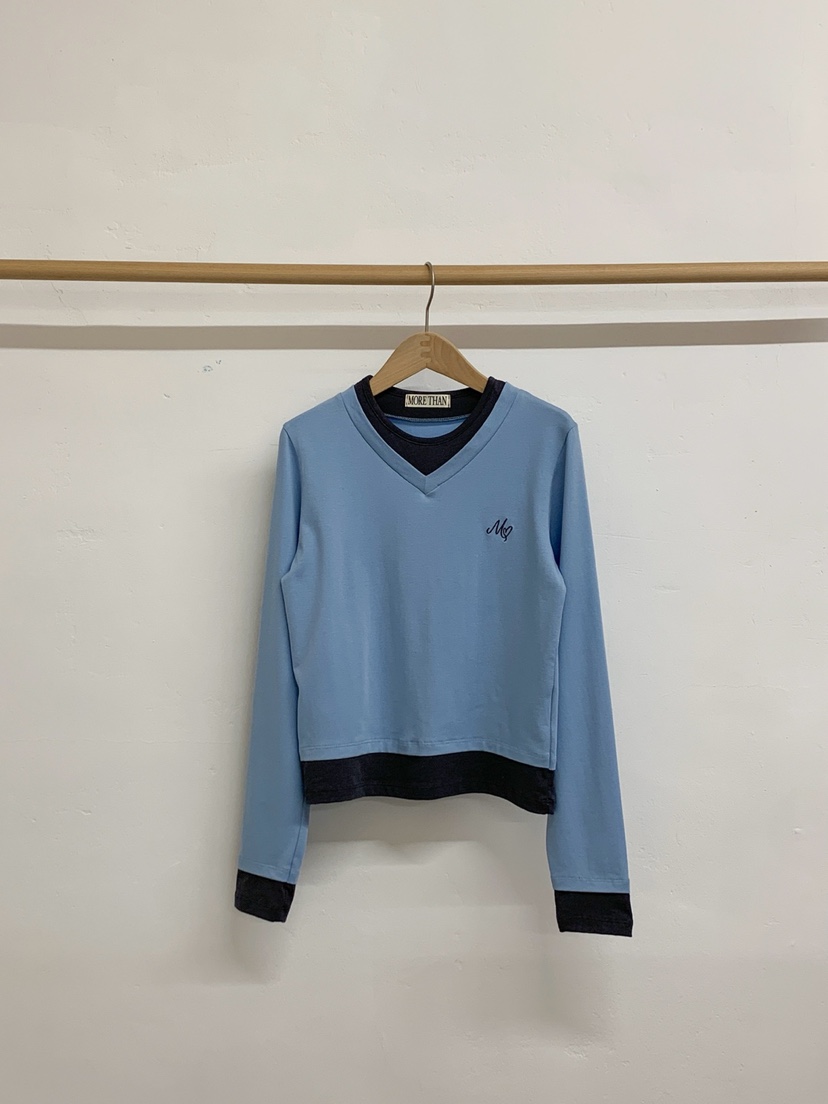 MORE THAN-P韓國代購女裝新款休閑推薦真品長袖T恤假兩件MORE THAN長袖T恤圖色3