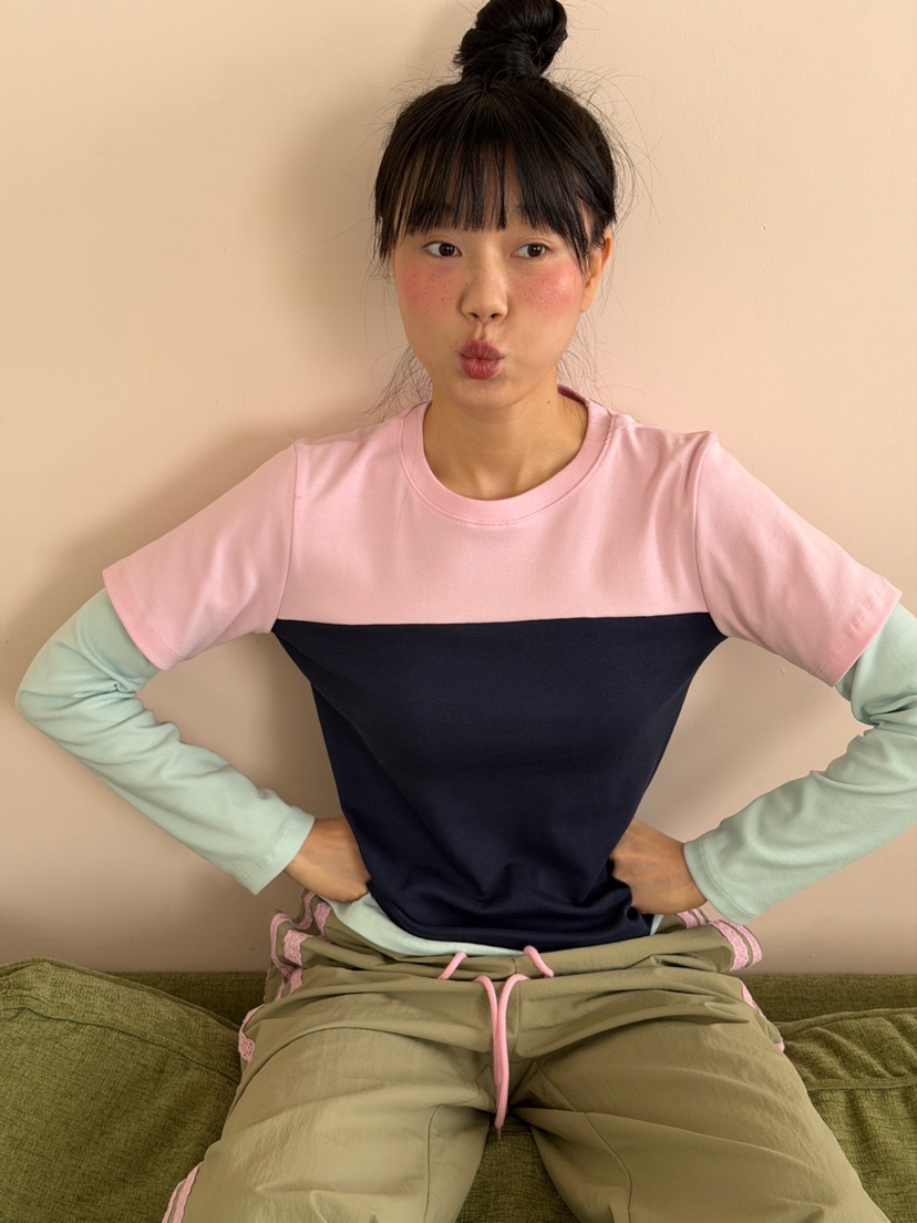 MORE THAN-P韓國直郵女士新款人氣職業推薦長袖T恤假兩件MORE THAN長袖T恤