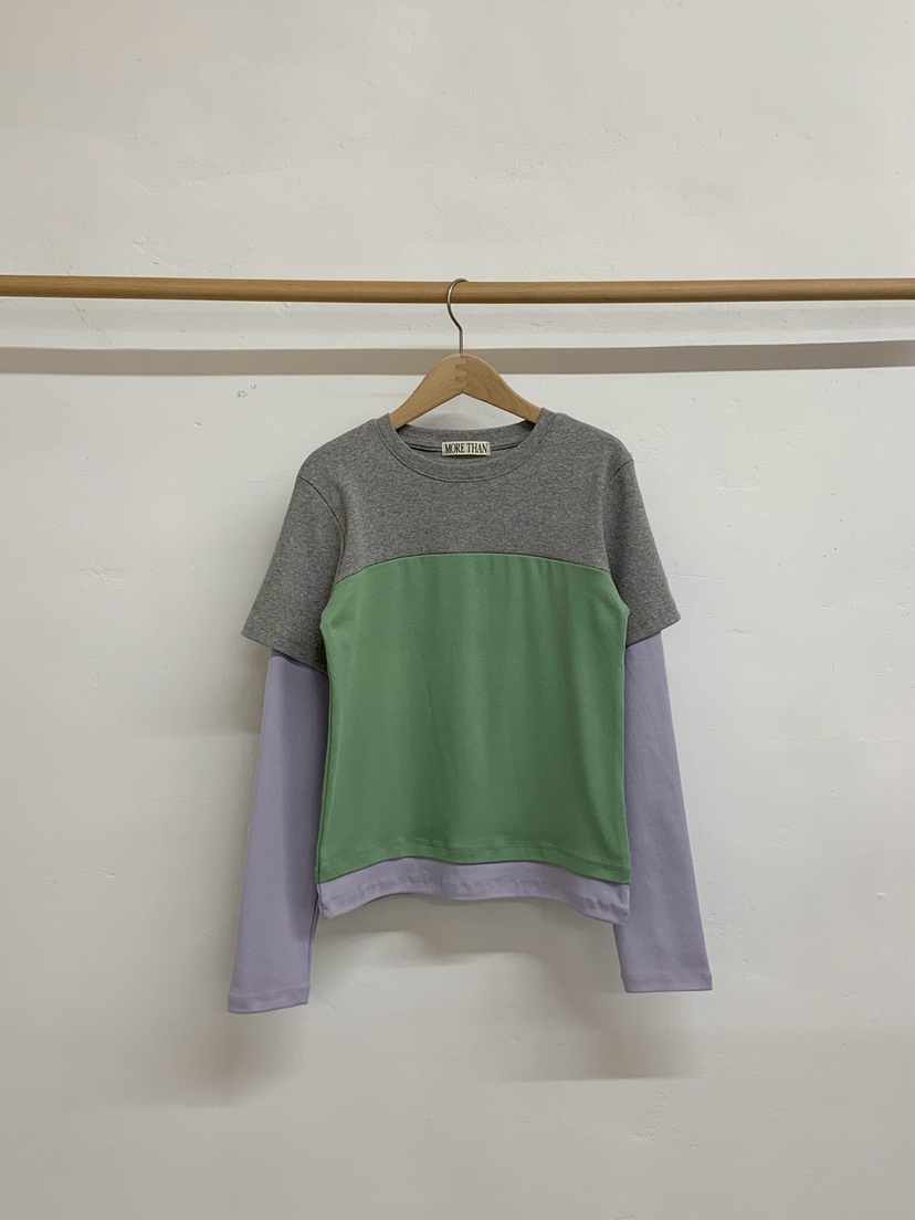 MORE THAN-P韓國直郵女士新款人氣職業推薦長袖T恤假兩件MORE THAN長袖T恤圖色3