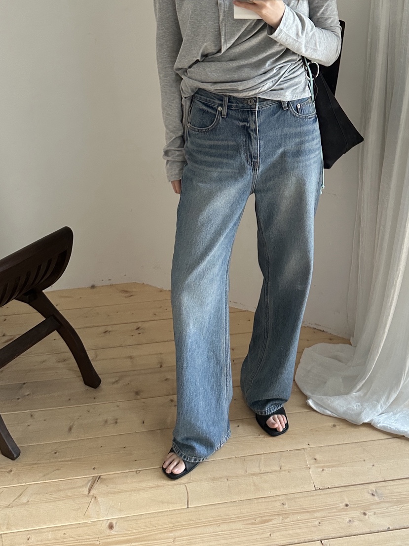 BOWIE韓國代購女士新款推薦職業26春夏熱賣牛仔褲直筒牛仔BOWIE牛仔褲