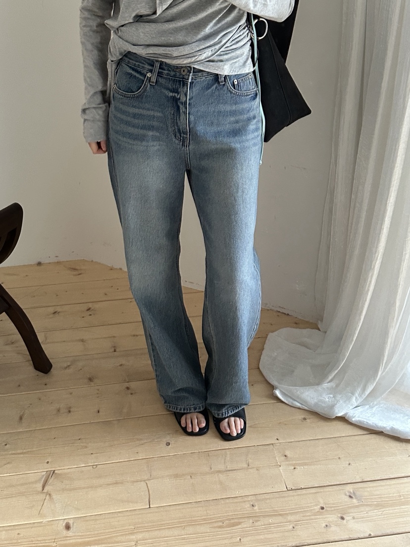 BOWIE韓國代購女士新款推薦職業26春夏熱賣牛仔褲直筒牛仔BOWIE牛仔褲