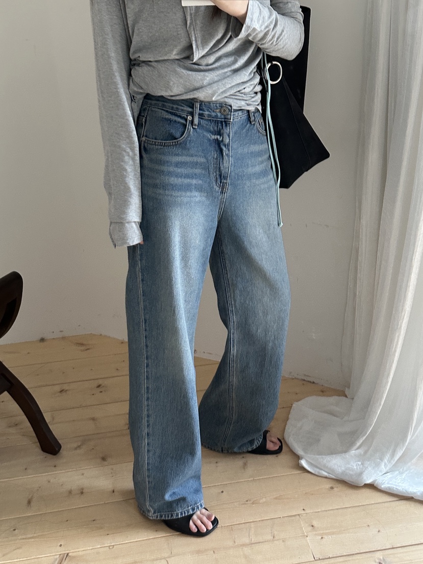 BOWIE韓國代購女士新款推薦職業26春夏熱賣牛仔褲直筒牛仔BOWIE牛仔褲