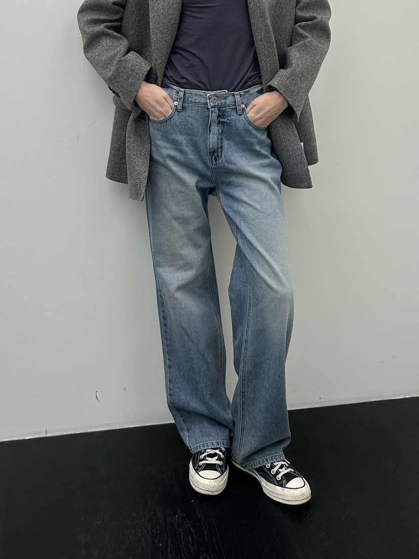 BOWIE韓國代購女士新款推薦職業26春夏熱賣牛仔褲直筒牛仔BOWIE牛仔褲