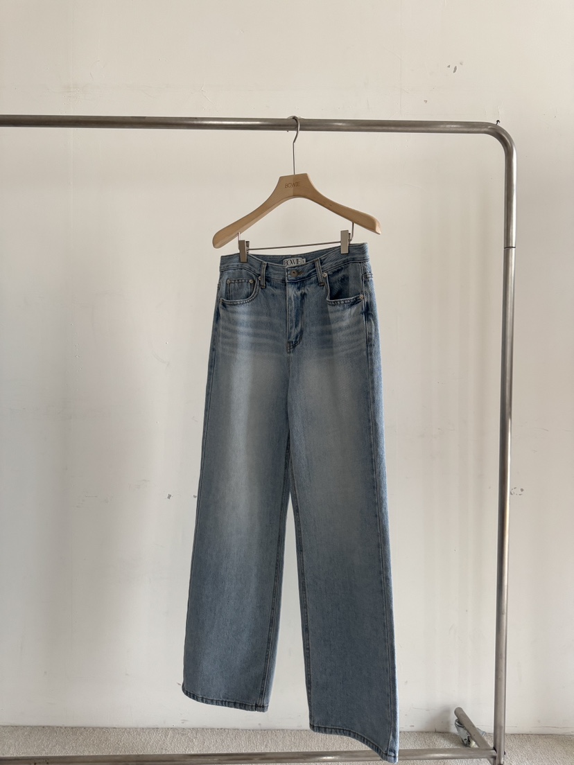 BOWIE韓國代購女士新款推薦職業26春夏熱賣牛仔褲直筒牛仔BOWIE牛仔褲圖色1