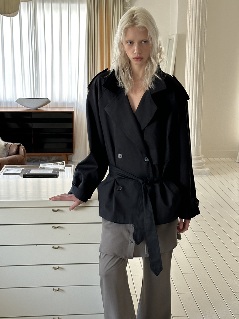 BOWIE韓國代購女裝新款26春夏推薦人氣職業熱賣夾克含腰帶BOWIE夾克圖色2