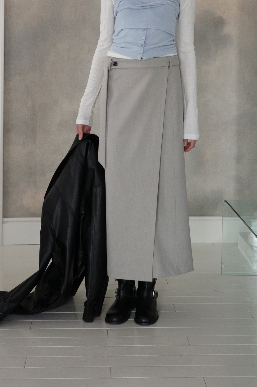 BOWIE東大門直郵女士新品休閑職業26春夏真品長裙裹身裙系帶BOWIE長裙