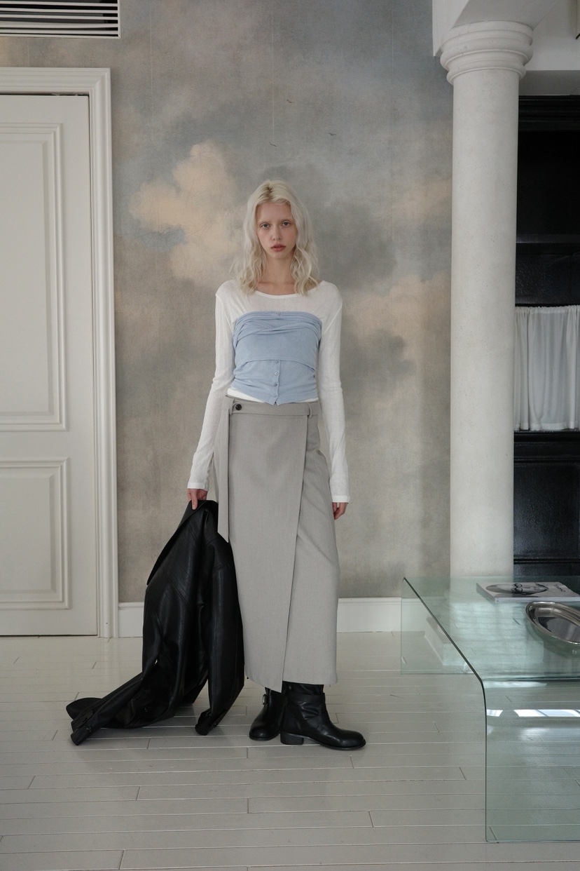 BOWIE東大門直郵女士新品休閑職業26春夏真品長裙裹身裙系帶BOWIE長裙