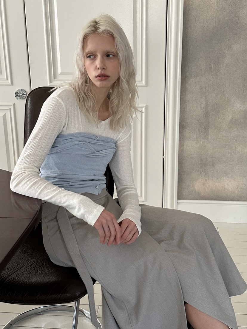 BOWIE東大門直郵女士新品休閑職業26春夏真品長裙裹身裙系帶BOWIE長裙