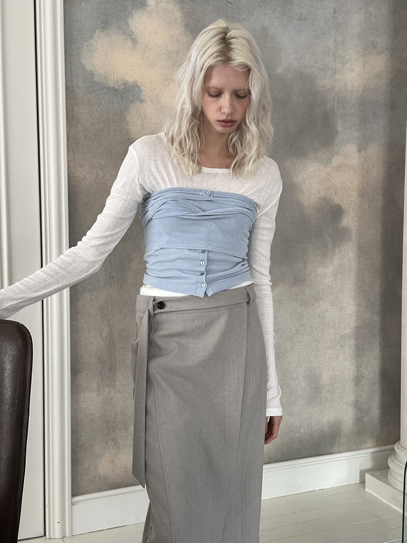 BOWIE東大門直郵女士新品休閑職業26春夏真品長裙裹身裙系帶BOWIE長裙