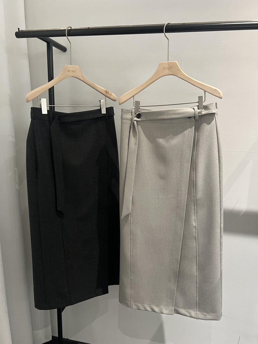 BOWIE東大門直郵女士新品休閑職業26春夏真品長裙裹身裙系帶BOWIE長裙