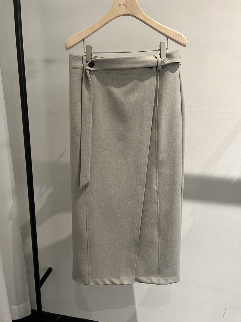 BOWIE東大門直郵女士新品休閑職業26春夏真品長裙裹身裙系帶BOWIE長裙圖色1