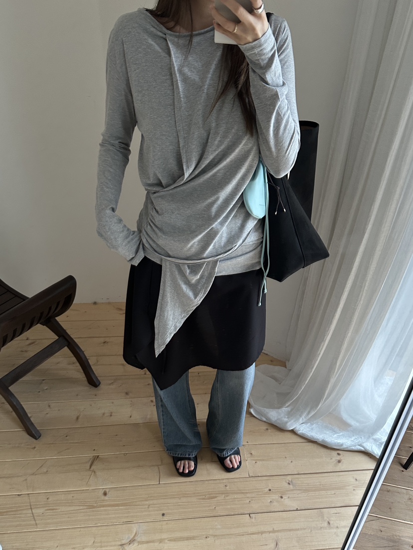 BOWIE東大門代購女裝新款真品推薦休閑人氣熱賣26春夏長袖T恤BOWIE長袖T恤