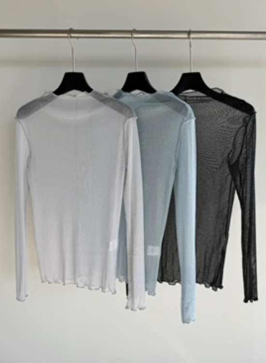 LE AVE東大門實拍女裝新品職業休閑推薦熱賣長袖T恤透視LE AVE長袖T恤圖色1左一色