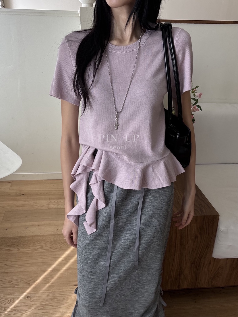 PIN-UP東大門直郵女士新品26春夏人氣休閑推薦T恤荷葉邊PIN-UPT恤