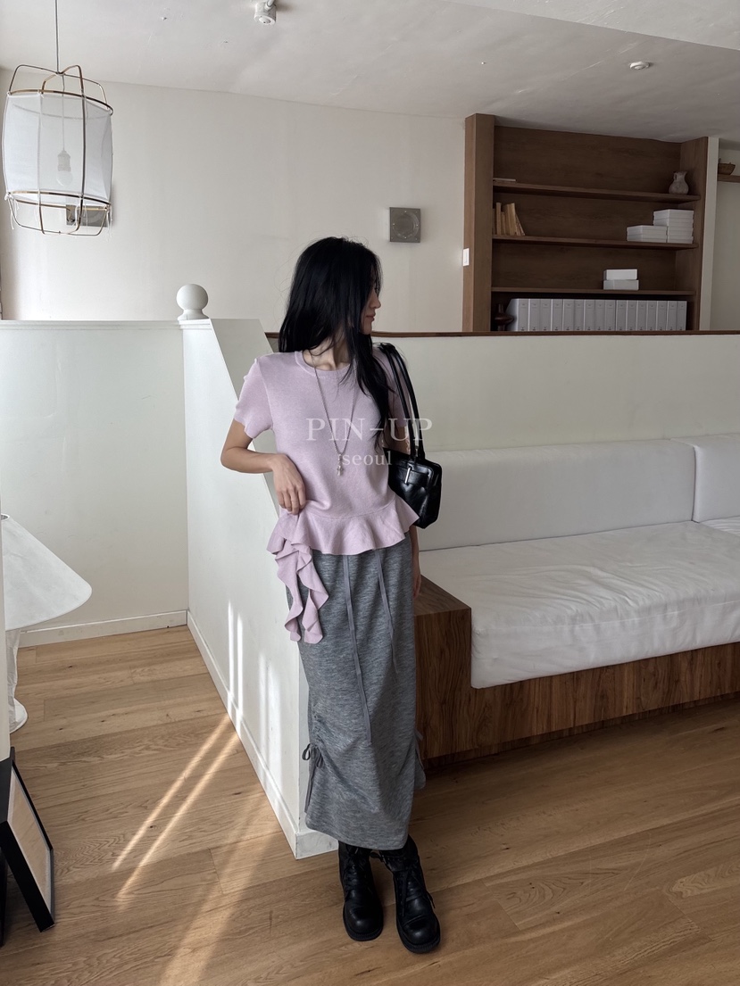 PIN-UP東大門直郵女士新品26春夏人氣休閑推薦T恤荷葉邊PIN-UPT恤