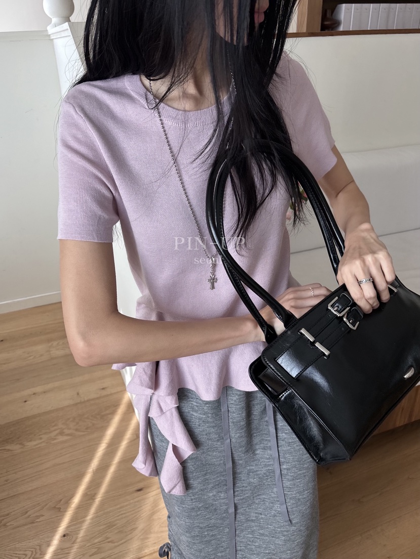 PIN-UP東大門直郵女士新品26春夏人氣休閑推薦T恤荷葉邊PIN-UPT恤