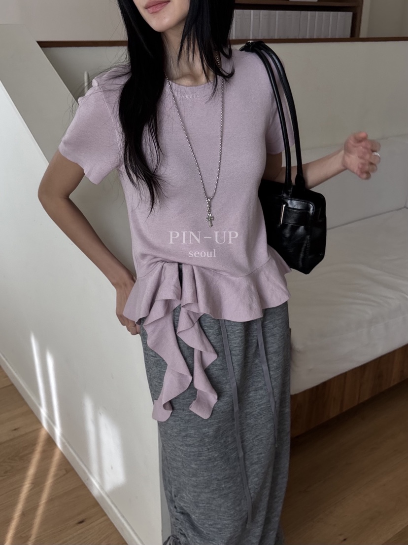 PIN-UP東大門直郵女士新品26春夏人氣休閑推薦T恤荷葉邊PIN-UPT恤