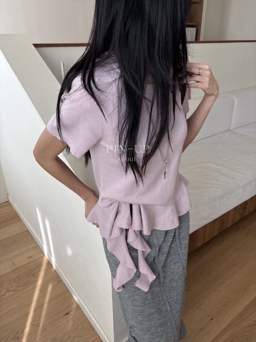 PIN-UP東大門直郵女士新品26春夏人氣休閑推薦T恤荷葉邊PIN-UPT恤