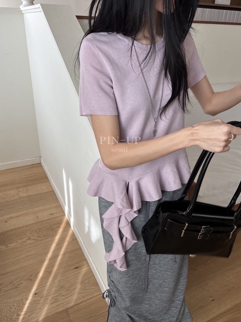 PIN-UP東大門直郵女士新品26春夏人氣休閑推薦T恤荷葉邊PIN-UPT恤