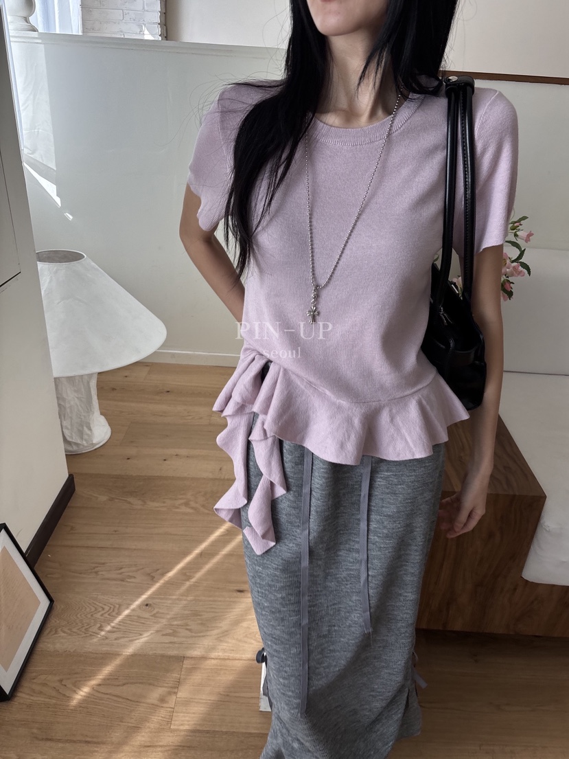 PIN-UP東大門直郵女士新品26春夏人氣休閑推薦T恤荷葉邊PIN-UPT恤