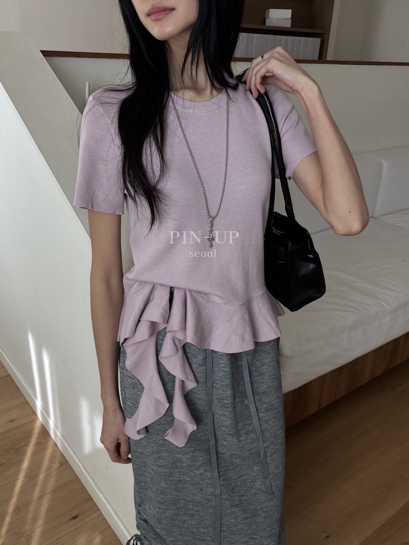 PIN-UP東大門直郵女士新品26春夏人氣休閑推薦T恤荷葉邊PIN-UPT恤