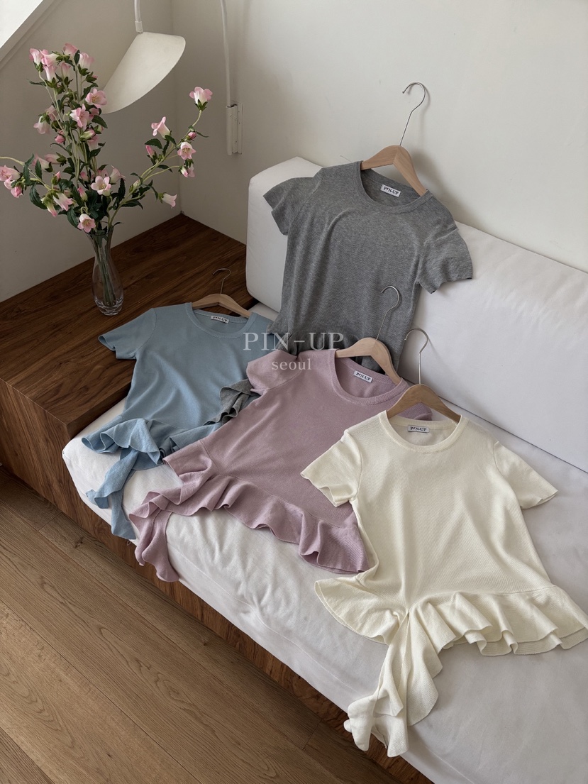 PIN-UP東大門直郵女士新品26春夏人氣休閑推薦T恤荷葉邊PIN-UPT恤