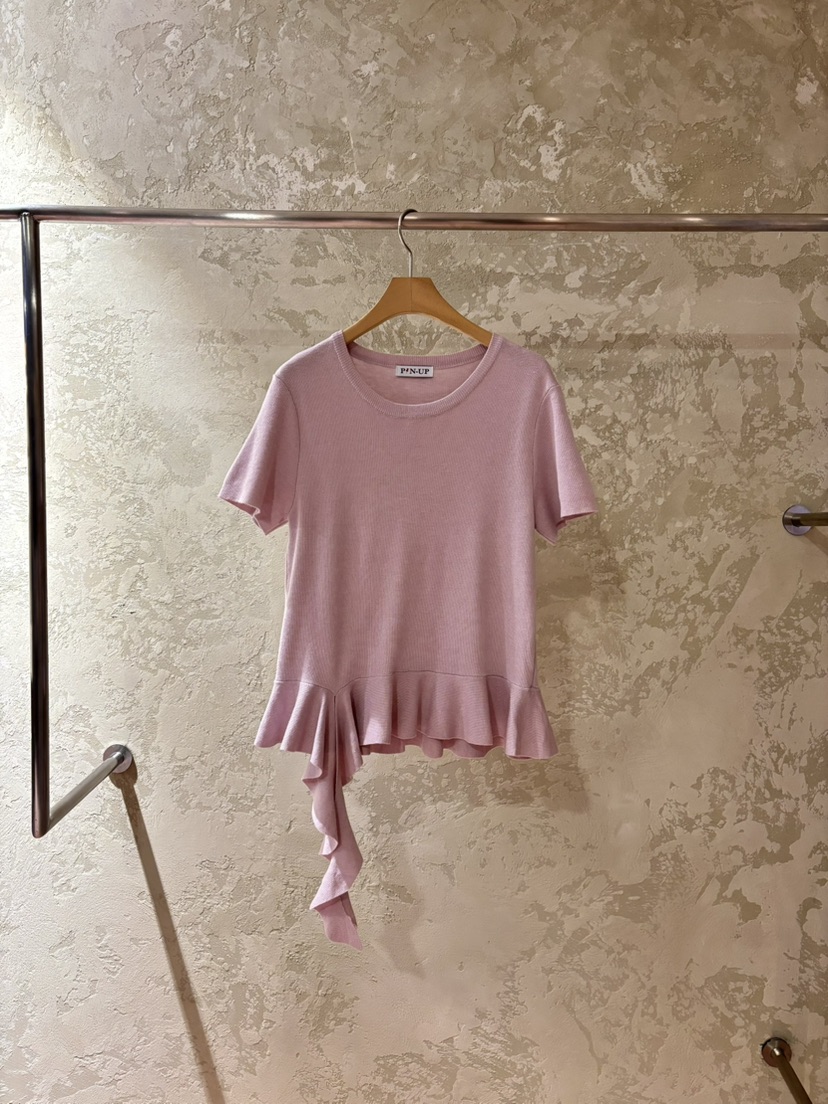PIN-UP東大門直郵女士新品26春夏人氣休閑推薦T恤荷葉邊PIN-UPT恤圖色1