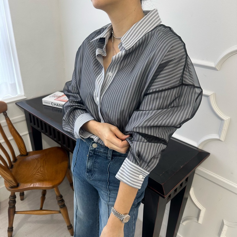 SOUIT東大門實拍女士新款26春夏時尚熱賣職業休閑襯衫蕾絲衫SOUIT by mabel-L襯衫/蕾絲衫