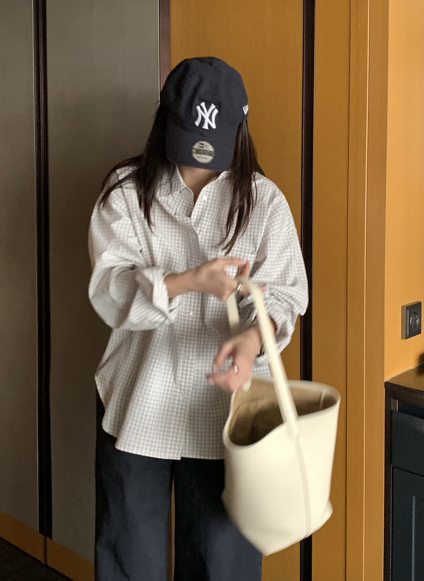 COURGETTE東大門實拍女士新款人氣熱賣26春夏襯衫蕾絲衫格子COURGETTE襯衫/蕾絲衫