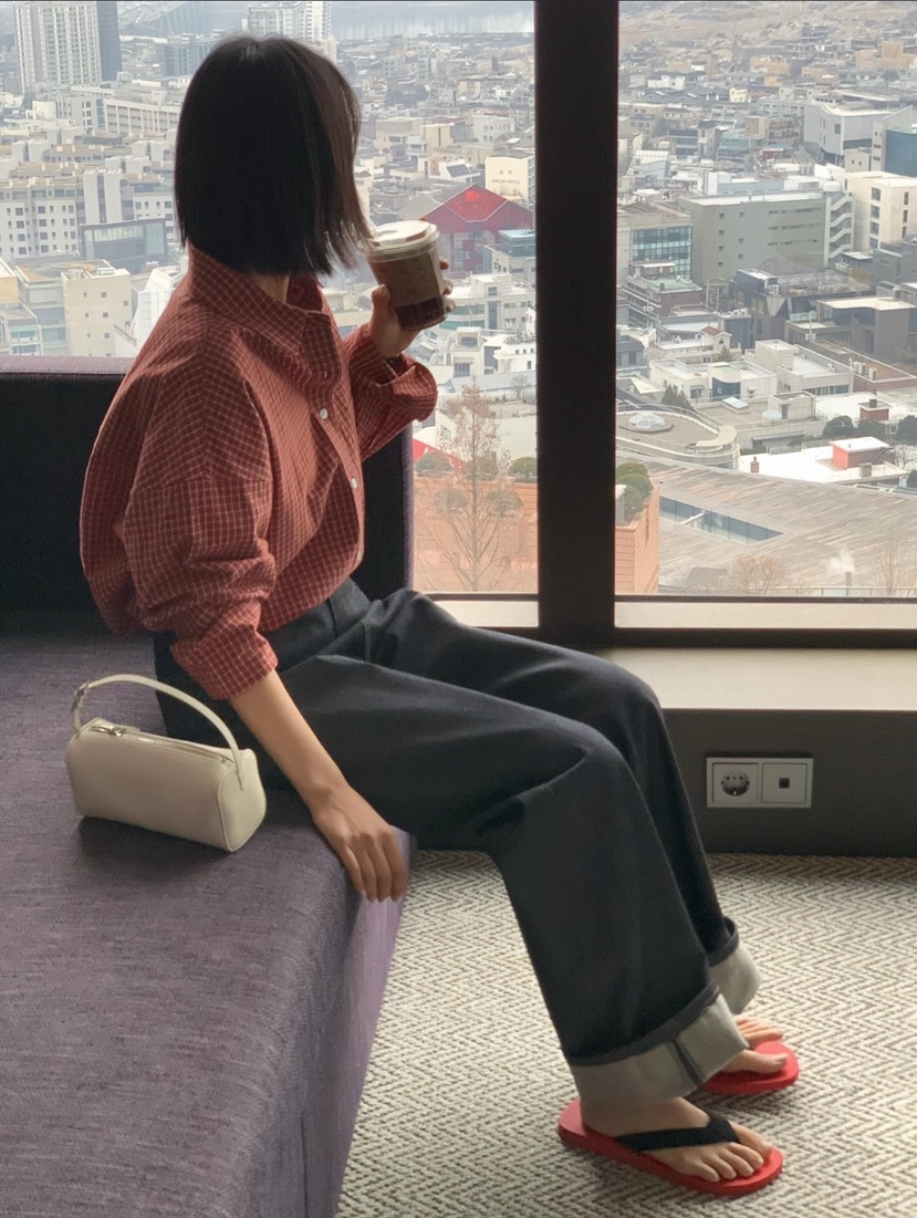 COURGETTE東大門實拍女士新款人氣熱賣26春夏襯衫蕾絲衫格子COURGETTE襯衫/蕾絲衫