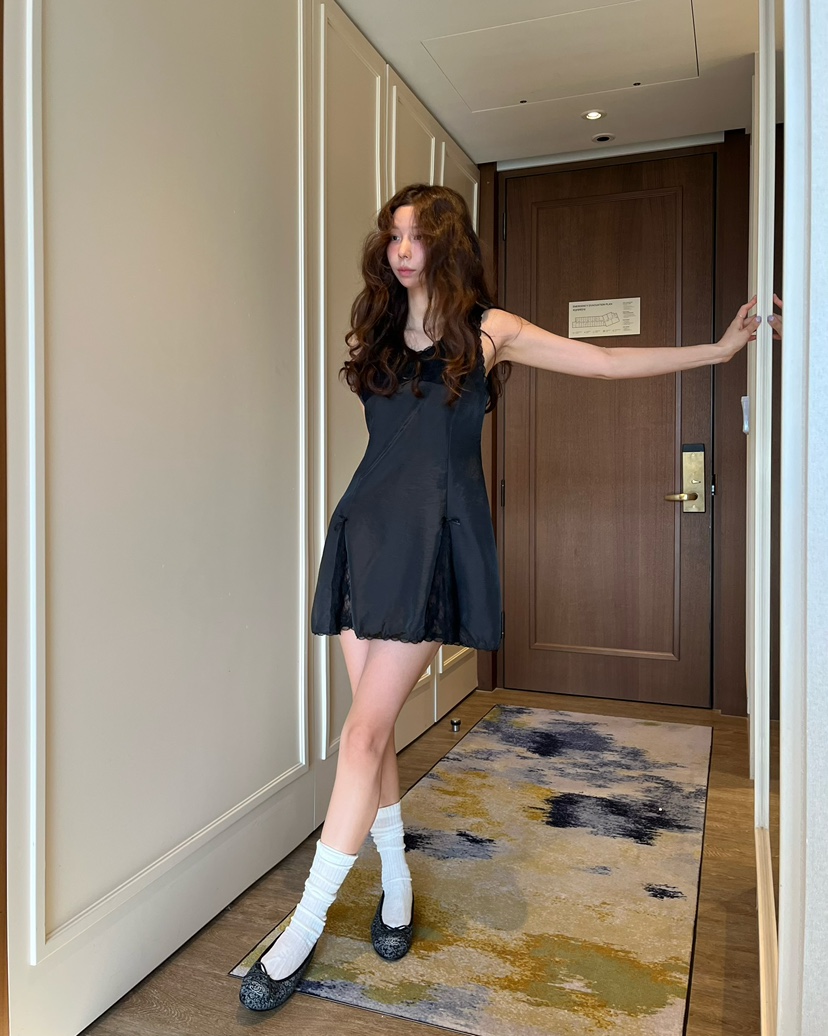 LOVE PULL韓國代購女士新款人氣休閑真品職業連衣裙緞面LOVE PULL連衣裙