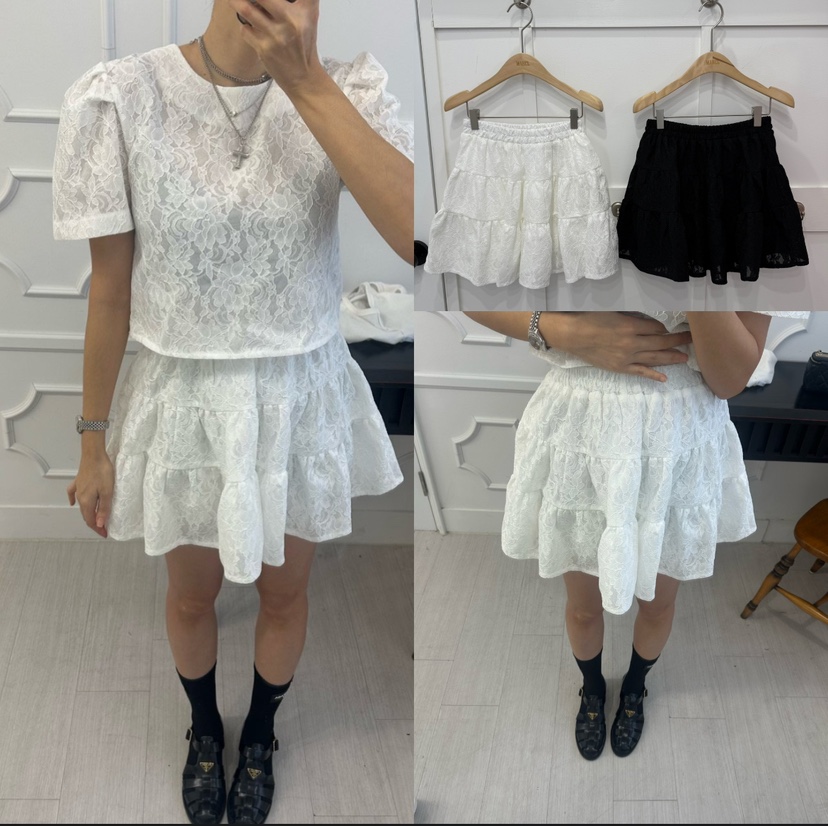 SOUIT韓國代購女裝新品人氣推薦真品職業休閑時尚短裙蕾絲SOUIT by mabel-L短裙