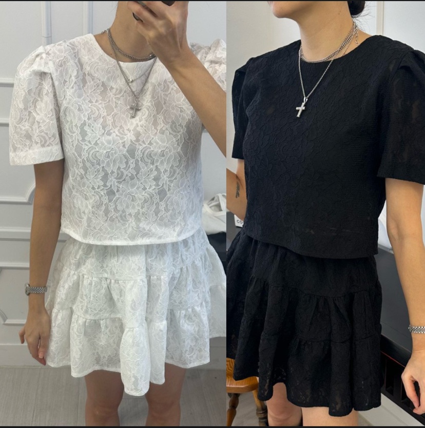 SOUIT韓國代購女裝新品人氣推薦真品職業休閑時尚短裙蕾絲SOUIT by mabel-L短裙