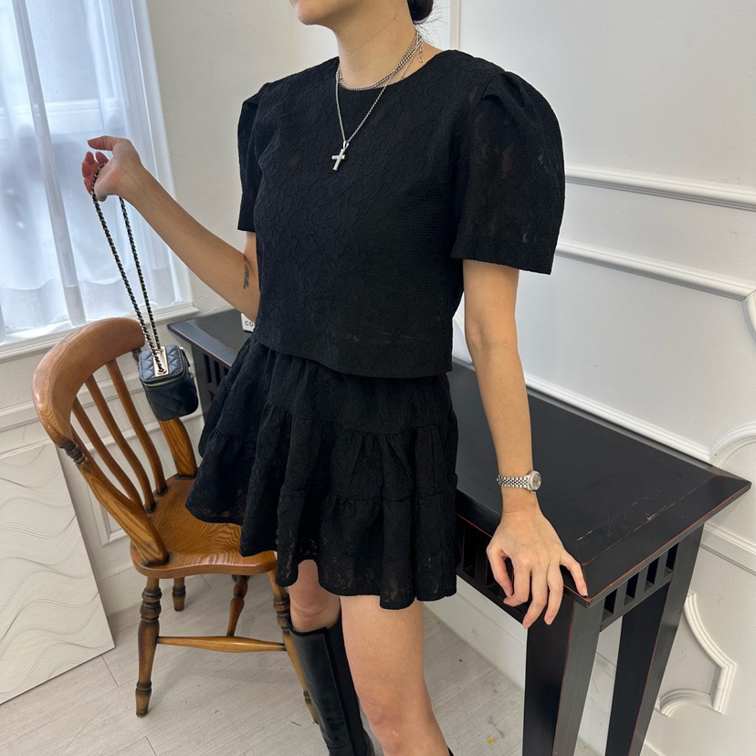 SOUIT韓國代購女裝新品人氣推薦真品職業休閑時尚短裙蕾絲SOUIT by mabel-L短裙