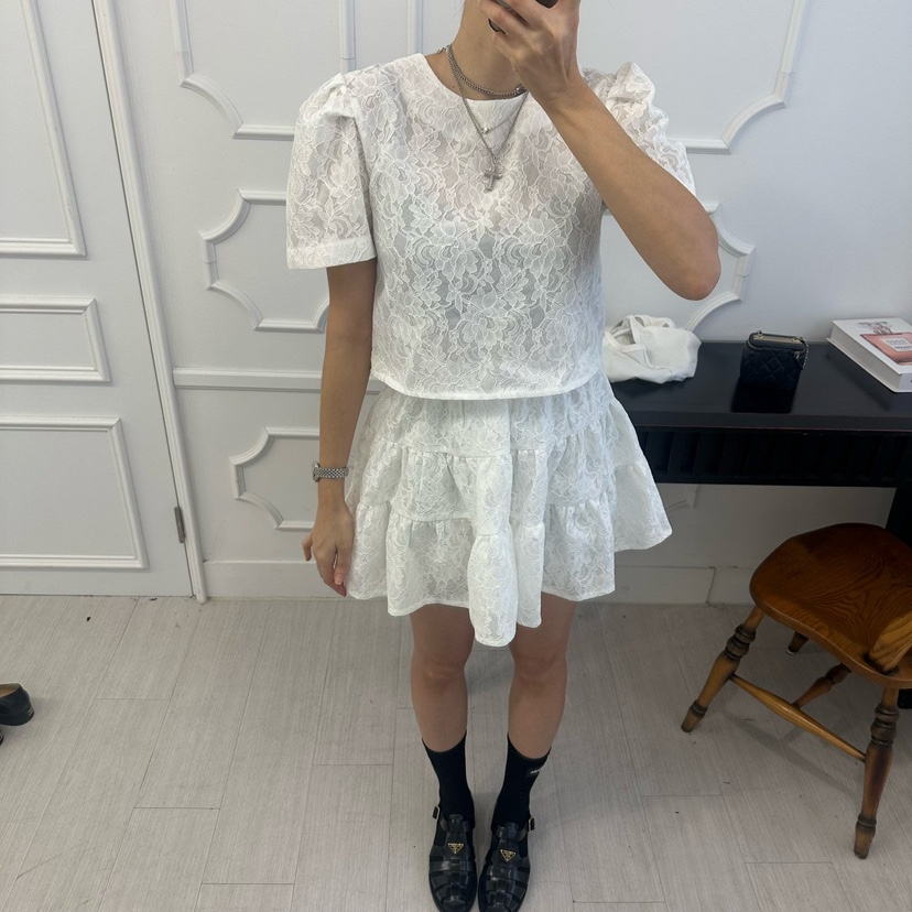 SOUIT韓國代購女裝新品人氣推薦真品職業休閑時尚短裙蕾絲SOUIT by mabel-L短裙