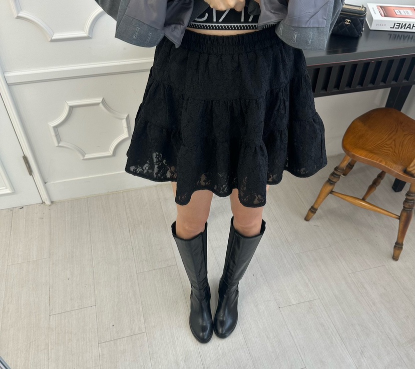 SOUIT韓國代購女裝新品人氣推薦真品職業休閑時尚短裙蕾絲SOUIT by mabel-L短裙圖色2