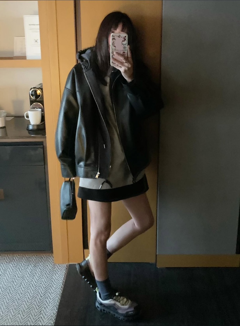 COURGETTE韓國代購女裝新款26春夏時尚人氣推薦真品皮衣皮革COURGETTE皮衣