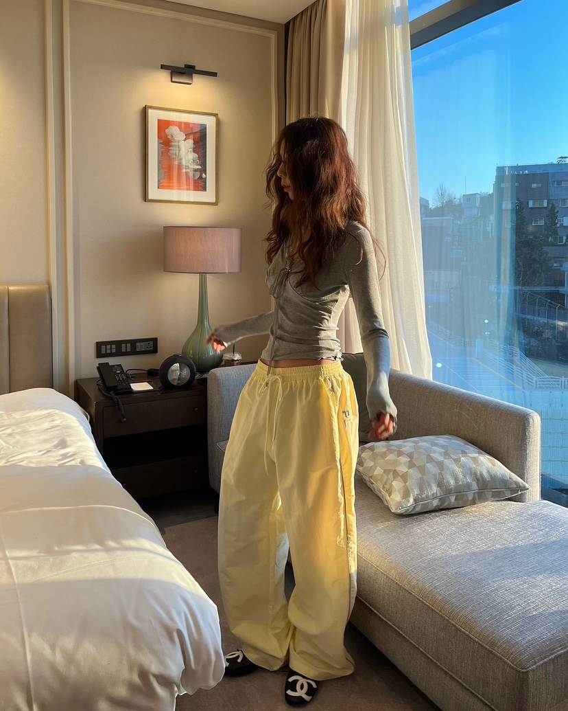 LOVE PULL東大門實拍女裝新款熱賣休閑時尚26春夏休閑褲刺繡LOVE PULL休閑褲