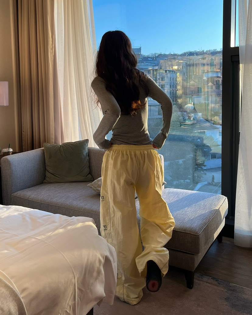 LOVE PULL東大門實拍女裝新款熱賣休閑時尚26春夏休閑褲刺繡LOVE PULL休閑褲