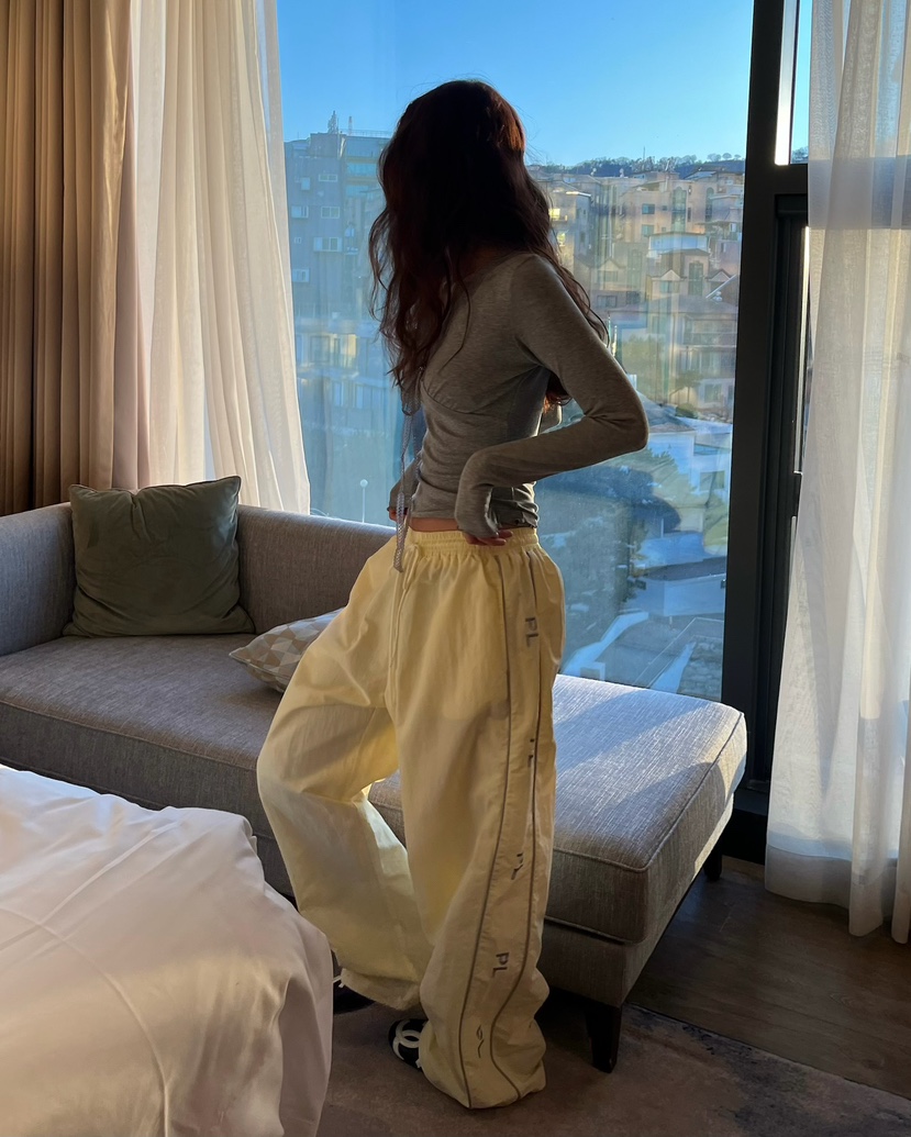 LOVE PULL東大門實拍女裝新款熱賣休閑時尚26春夏休閑褲刺繡LOVE PULL休閑褲