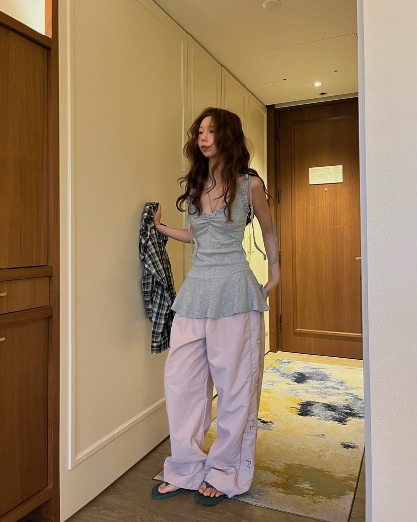 LOVE PULL東大門實拍女裝新款熱賣休閑時尚26春夏休閑褲刺繡LOVE PULL休閑褲