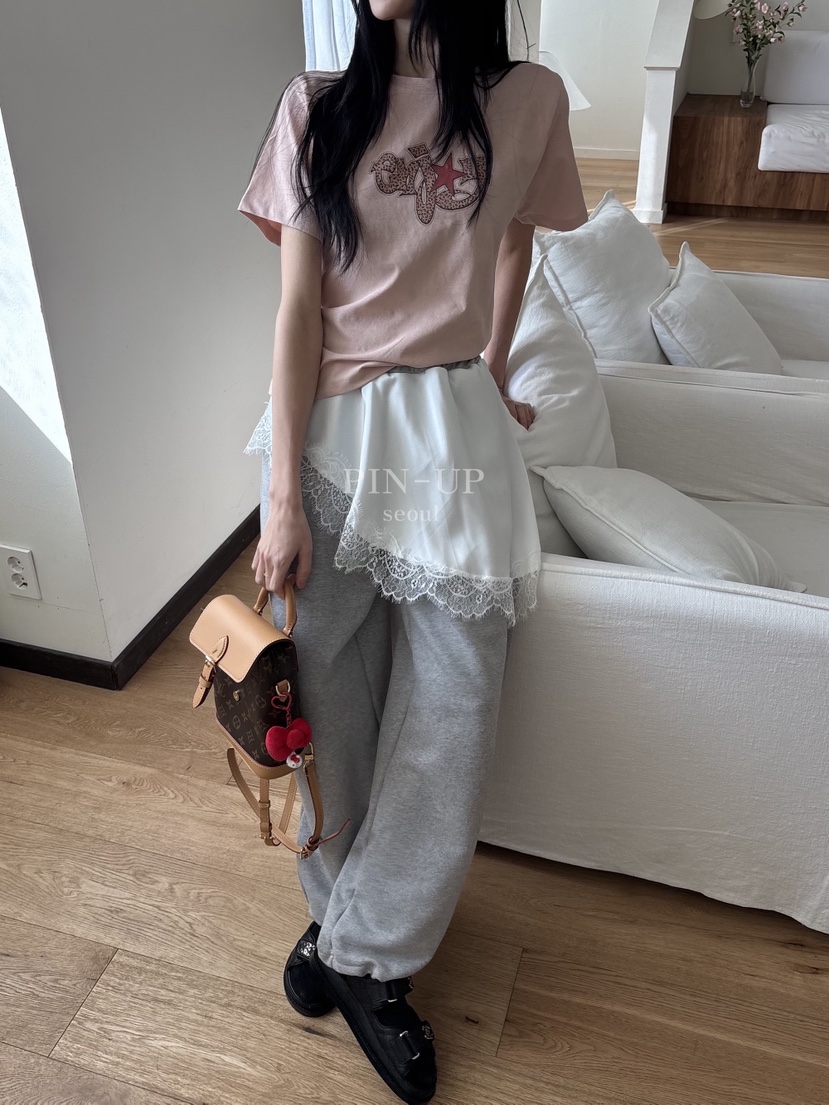 PIN-UP韓國代購女裝新款職業推薦時尚熱賣真品休閑褲蕾絲PIN-UP休閑褲