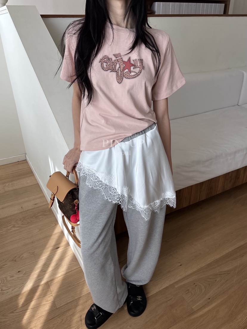 PIN-UP韓國代購女裝新款職業推薦時尚熱賣真品休閑褲蕾絲PIN-UP休閑褲