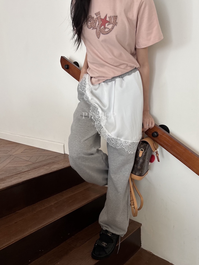 PIN-UP韓國代購女裝新款職業推薦時尚熱賣真品休閑褲蕾絲PIN-UP休閑褲