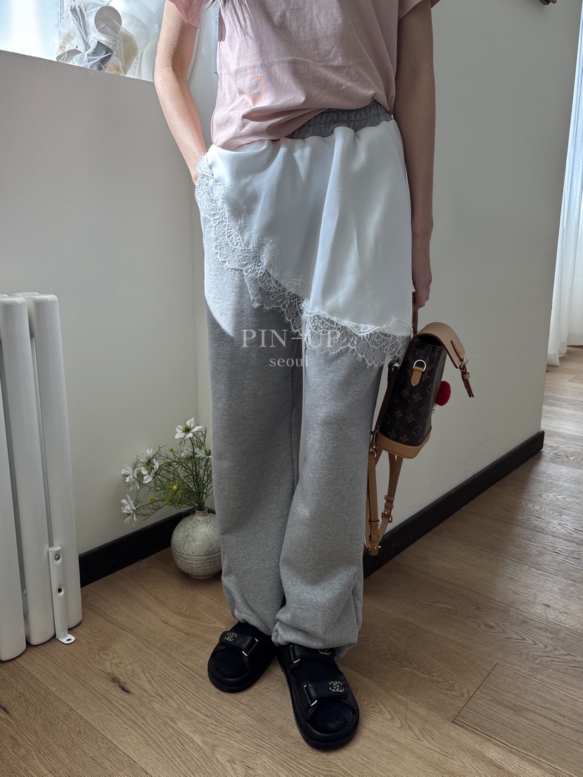 PIN-UP韓國代購女裝新款職業推薦時尚熱賣真品休閑褲蕾絲PIN-UP休閑褲