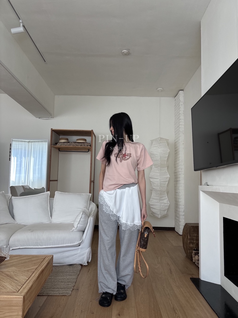 PIN-UP韓國代購女裝新款職業推薦時尚熱賣真品休閑褲蕾絲PIN-UP休閑褲