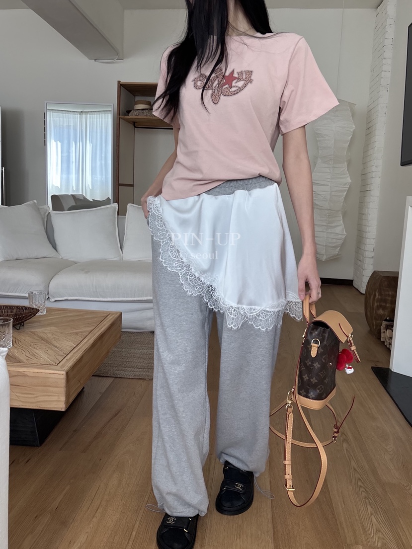 PIN-UP韓國代購女裝新款職業推薦時尚熱賣真品休閑褲蕾絲PIN-UP休閑褲