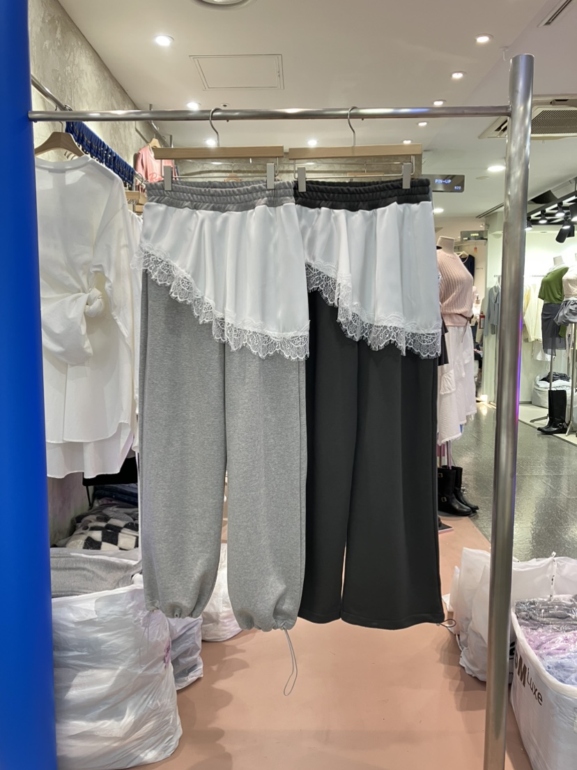 PIN-UP韓國代購女裝新款職業推薦時尚熱賣真品休閑褲蕾絲PIN-UP休閑褲圖色2左二色