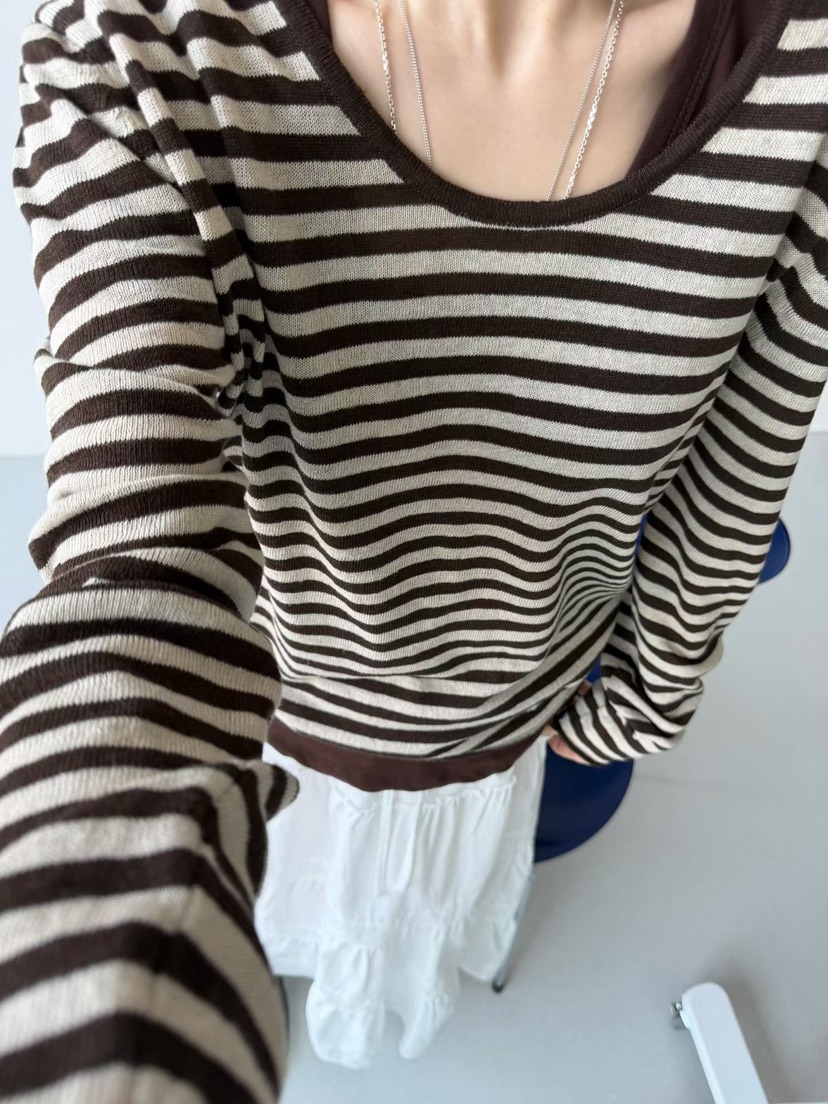 TAF東大門直郵女士新款休閑26春夏人氣推薦職業針織衫亞麻TAF針織衫